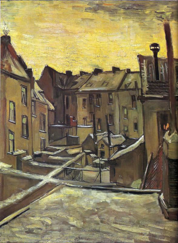 Vincent van Gogh Backyards of Old Houses in Antwerp in the Snow